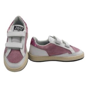 Sneaker in pelle e camoscio con doppio velcro