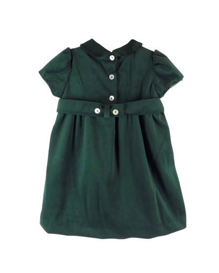 Vestito in velluto con ricamo punto smock