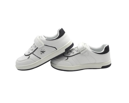 Sneaker in eco pelle con velcro e lacci