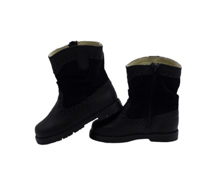 Stivaletto in pelle e velluto con zip