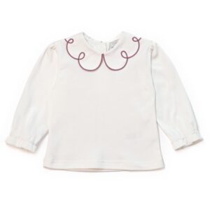 T-shirt con colletto ricamato