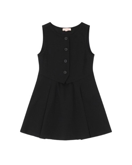 Vestito scamiciato finto gilet congonna a pieghe