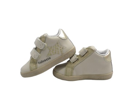 Sneaker primo passo in pelle con doppio velcro