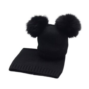 Cappello con doppio pon pon e collo