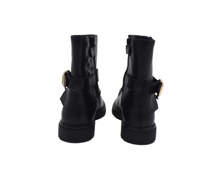 Stivaletto in pelle con fibbia laterale e zip
