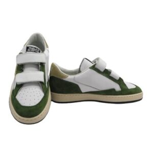 Sneaker in pelle e camoscio con doppio velcro