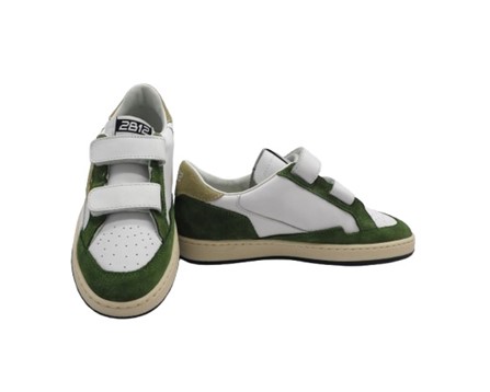 Sneaker in pelle e camoscio con doppio velcro