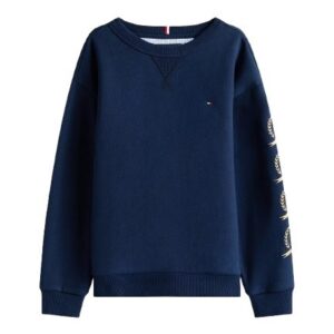 Felpa con ricamo stemma logo sulle maniche