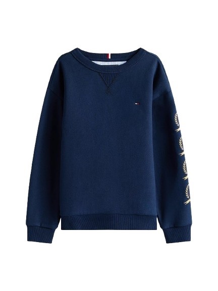 Felpa con ricamo stemma logo sulle maniche