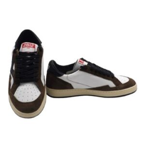 Sneaker in pelle e camoscio  con lacci