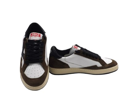 Sneaker in pelle e camoscio  con lacci
