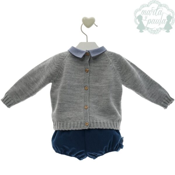 Completo maglioncino con colletto e bermuda in velluto