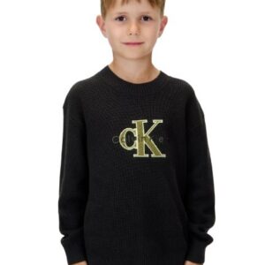 Maglione in cotone con logo teddy