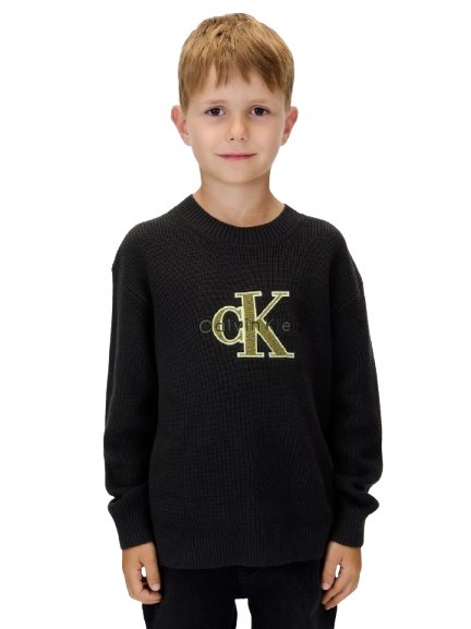 Maglione in cotone con logo teddy