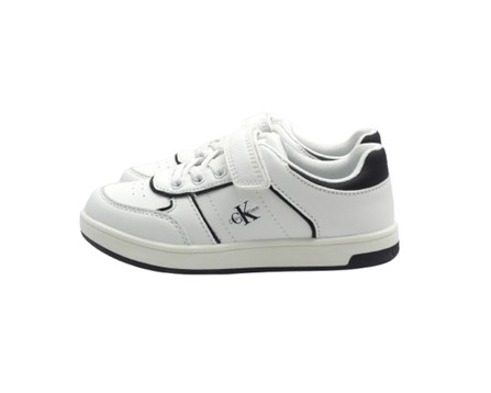Sneaker in eco pelle con velcro e lacci
