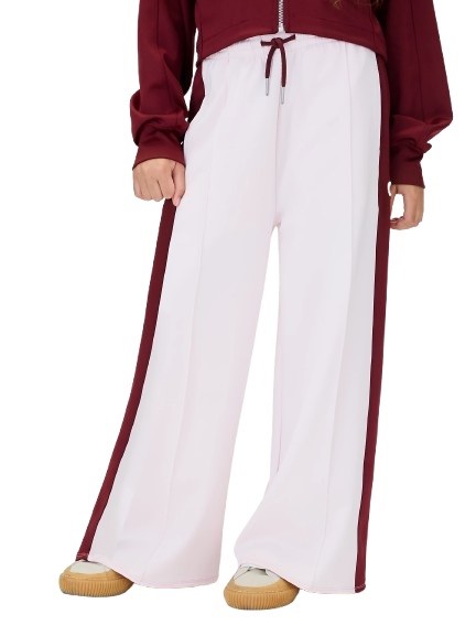 Pantalone bicolor gamba larga con logo