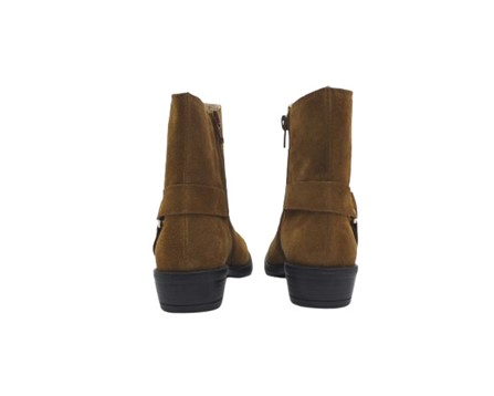 Stivale texano in camoscio con anello laterale e zip