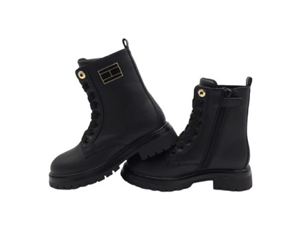 Anfibio in eco pelle con logo lacci e zip