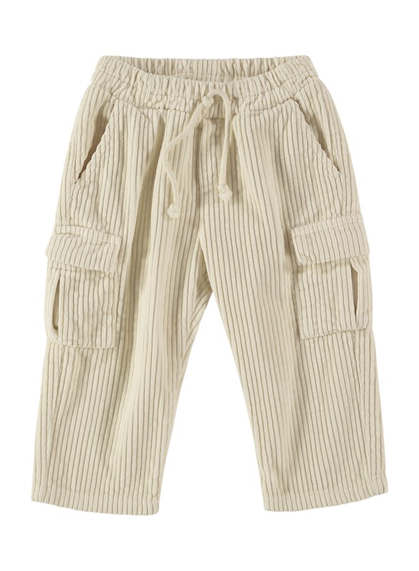 Pantalone in velluto a costine con taschine e coulisse