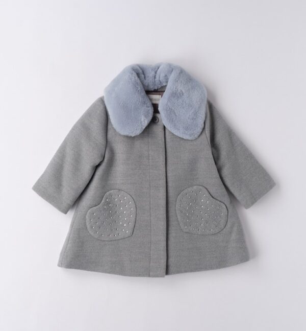 Cappotto collo pelliccia removibile e taschine con strass