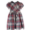 Vestito fantasia tartan con ricamo punto smock