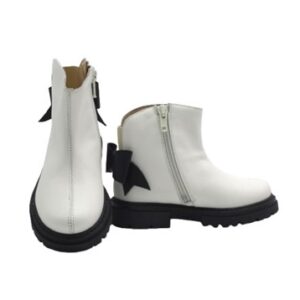 Stivaletto in pelle con fiocco posteriore e zip