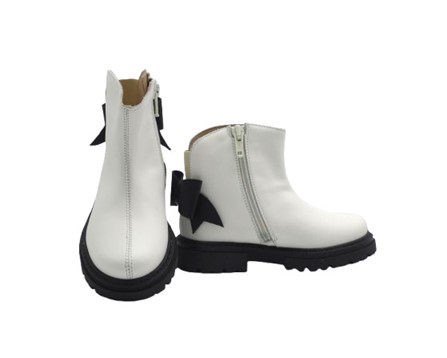 Stivaletto in pelle con fiocco posteriore e zip