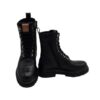 Anfibio in pelle con linguetta in maglia metallica e zip
