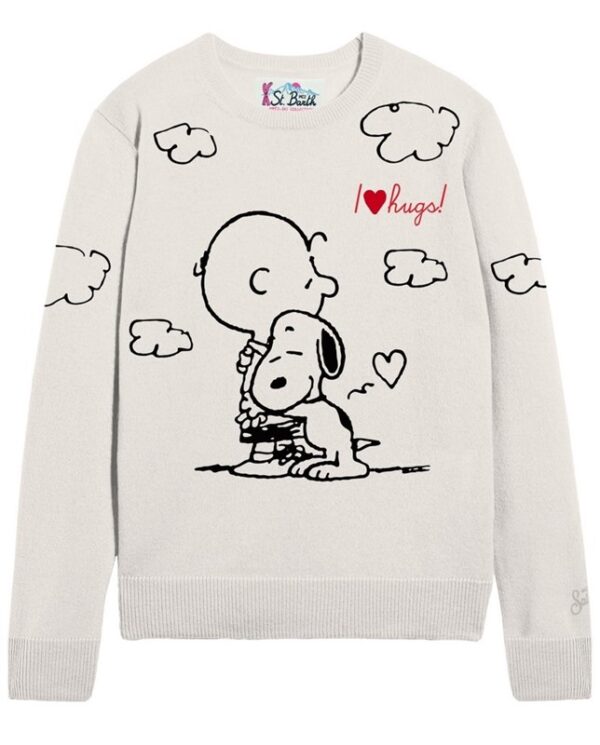 Maglione con ricamo peanuts i love hugs