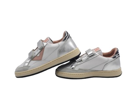 Sneaker in pelle laminata con doppio velcro
