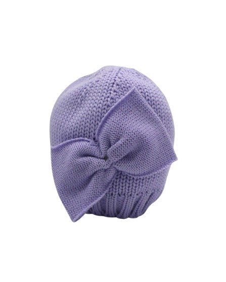 Cappello con fiocco e pon pon laterale
