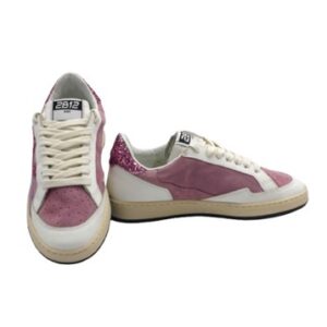 Sneaker in camoscio e glitter con lacci