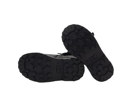 Anfibio in eco pelle con risvolto in maglia lacci e zip