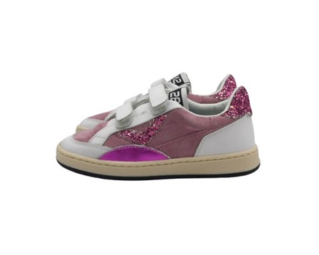 Sneaker in pelle e camoscio con doppio velcro