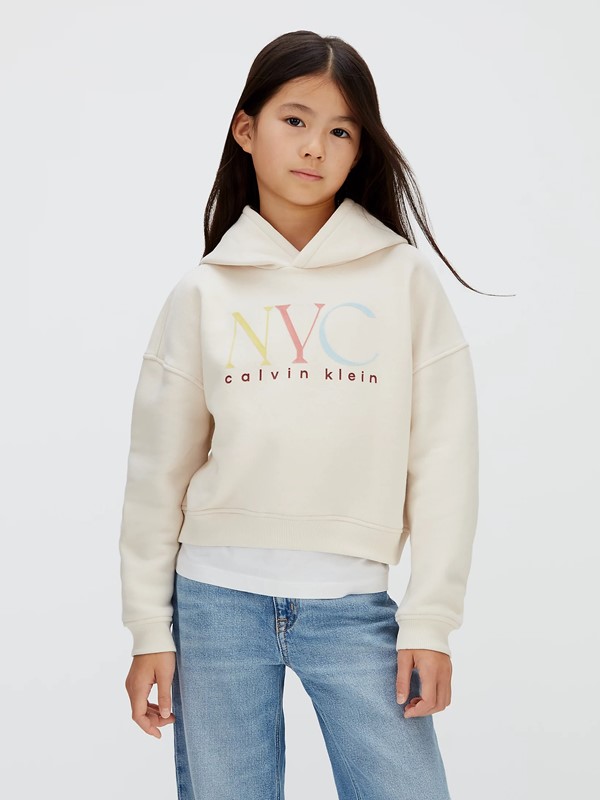 Felpa con cappuccio e stampa logo nyc