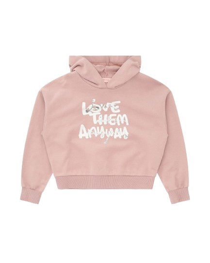 Felpa con cappuccio con stampa love them anyway