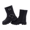 Stivale in pelle con anello laterale e zip