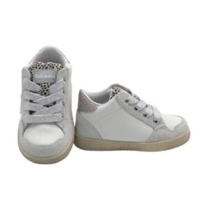 Sneaker primo passo in pelle e camoscio con lacci