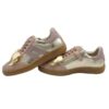 Sneaker in camoscio e pelle laminata con lacci zip e fiocco