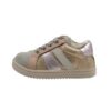 Sneaker primo passo in pelle laminata con lacci e zip