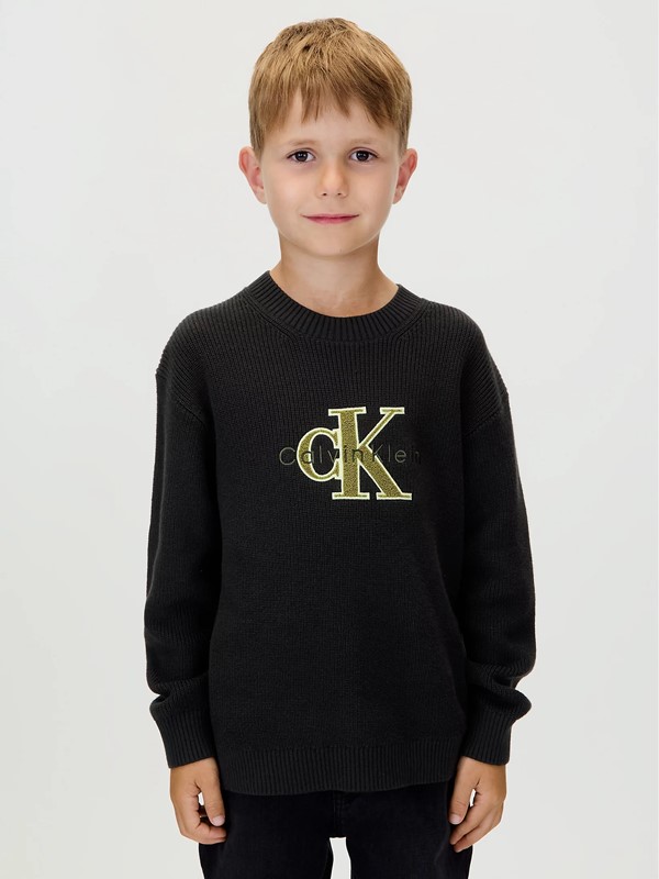 Maglione in cotone con logo teddy