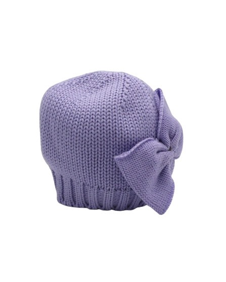 Cappello con fiocco e pon pon laterale