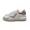 Sneaker in camoscio e pelle laminata con lacci