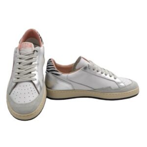 Sneaker in camoscio e pelle laminata con lacci