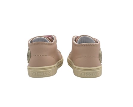 Sneaker primo passo in pelle con doppio velcro glitter