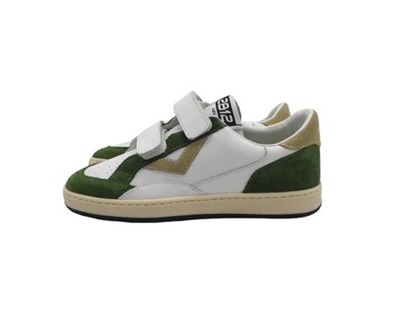 Sneaker in pelle e camoscio con doppio velcro