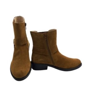 Stivale texano in camoscio con anello laterale e zip