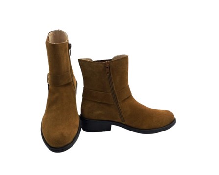 Stivale texano in camoscio con anello laterale e zip