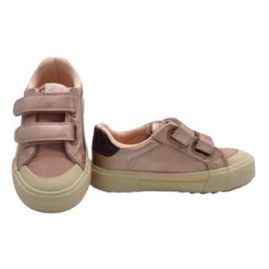 Sneaker in eco pelle metallizzata e glitter e doppio velcro