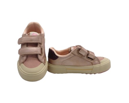 Sneaker in eco pelle metallizzata e glitter e doppio velcro